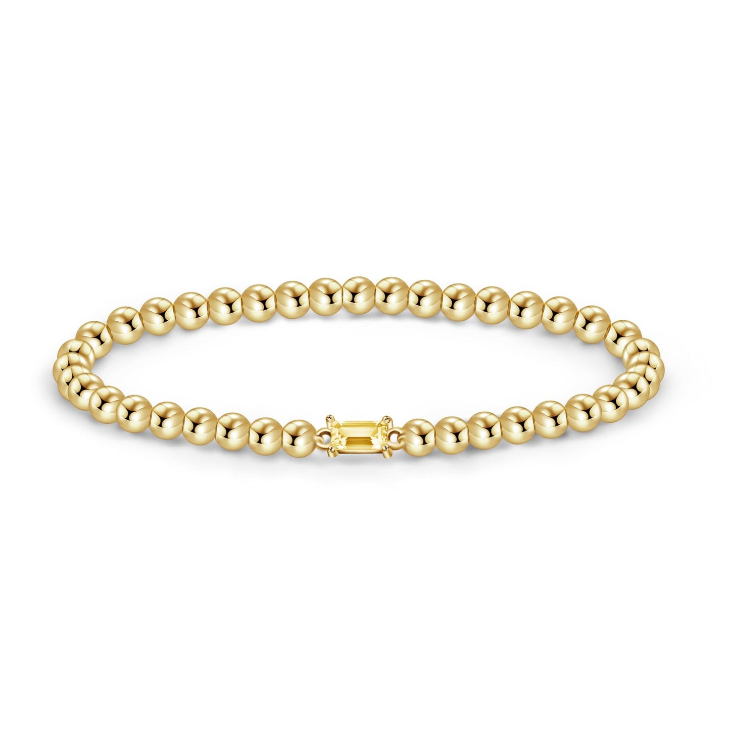 Free bird November Birthstone Bracelet Citrine Bracelet 14K Gold Plated Stretch Birthstone Beaded Bracelet with Yellow Topaz Stone Gold Bracelet Jewelry for Women