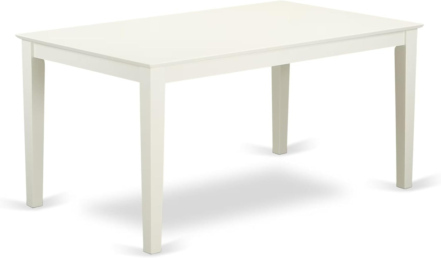 East West Furniture CAAB5-LWH-64 5 Piece Dining Room Furniture Set Includes a Rectangle Dining Table and 4 White Faux Leather Upholstered Parson Chairs, 36x60 Inch, Linen White