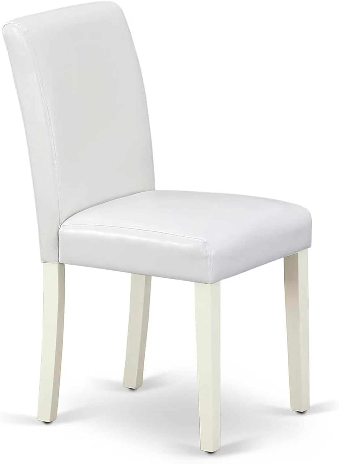 East West Furniture ANAB5-LWH-64 5 Piece Dining Room Table Set Includes a Round Kitchen Table with Pedestal and 4 White Faux Leather Upholstered Parson Chairs, 36x36 Inch, Linen White