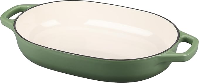 Enameled Cast Iron Oval Dutch Oven Pot with Lid, Dutch Oven for Sourdough Bread Baking, Oval Bread Pan, Bread Oven, Bread Dutch Oven, 7qt, Pistachio Green
