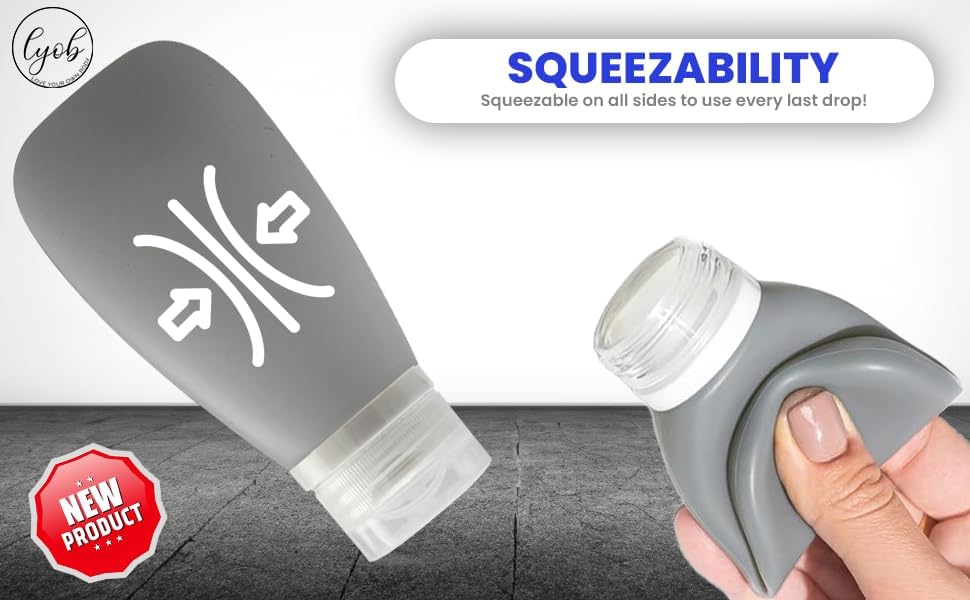 Travel Bottles for Toiletries, TSA Approved 3oz Leak Proof Silicone Refillable Squeeze Travel Size Containers BPA Free for Cleansers, Lotions, Shampoo w/Clear Bag (NEW earth tone set)