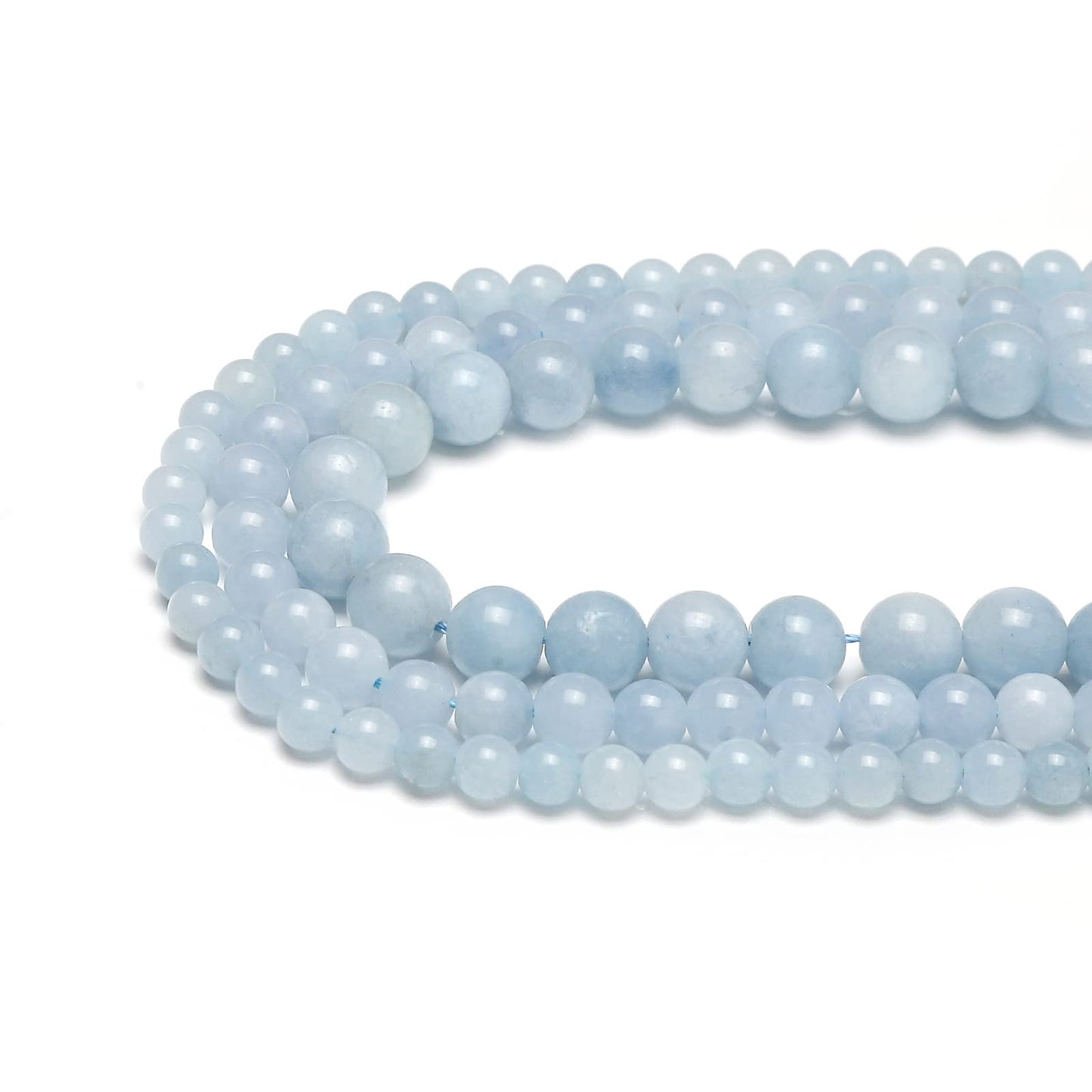 35pcs 10mm Natural Stone Beads Aquamarine Beads Energy Crystal Healing Power Gemstone for Jewelry Making, DIY Bracelet Necklace