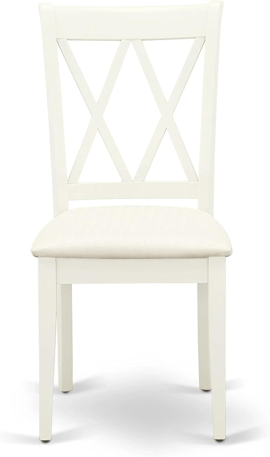 East West Furniture DOCL6-LWH-C 6 Piece Modern Dining Table Set Contains a Rectangle Wooden Table with Butterfly Leaf and 4 Linen Fabric Dining Chairs with a Bench, 42x78 Inch, Linen White