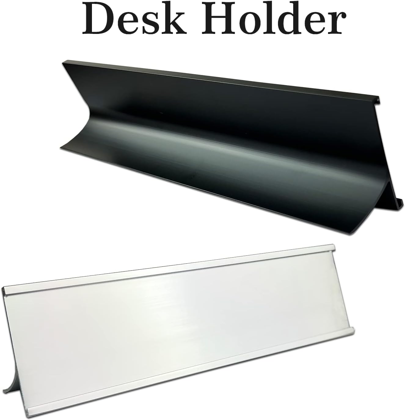2" x 8" Personalized Aluminum Name Plates, Custom Office Desk or Wall Name Plates, Can Add Logo Image and Texts, Two Colors Silver, White, Holders are Optional (Custom Image+Text)