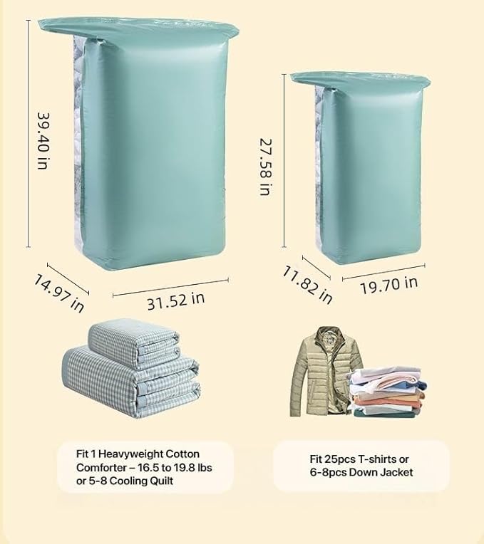 NeatNest 6 Pack Mixed Vacuum Storage Bags Set – Includes Roll-Up, Flat & Cube Bags in Multiple Sizes for Travel & Home, Vacuum or Hand Press, All-in-One Space Saver Kit for Clothes & Bedding