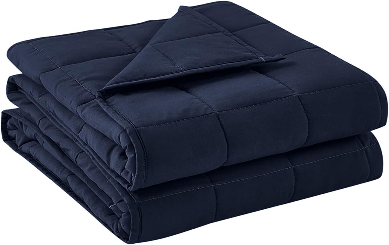 BB BLINBLIN Kids Weighted Blanket Heavy Blanket, Calm and Sleep, Premium Soft and Comfortable Material and Glass Beads (Navy Blue, 41''x60'' 10lbs), Suit for One Person(~90lb) Use on Twin Bed