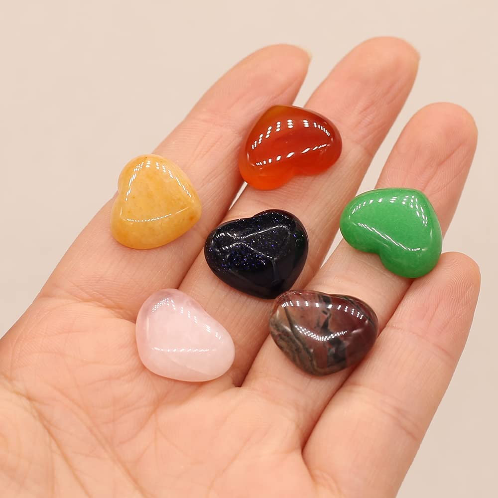 LE SKY Big Heart Shape Bead Cabochon Flatback Energy Natural Stones Malachite Cabochon for Jewelry Making 12 Pcs