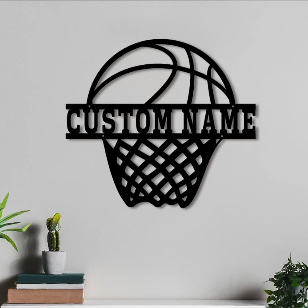 Personalized Name 7 Colors Football lamp Custom Wall Art Night Light LED Name Sign Gift for Boys Men Girls (B-Basketball)