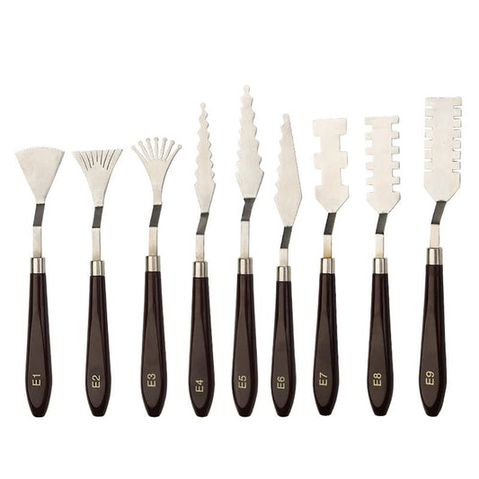 Jowoart 9 Pcs Flower Art Scraper Texture Knife Art Palette Knife Special-shaped Scraper Oil Painting Acrylic Paint Tool for Art Students
