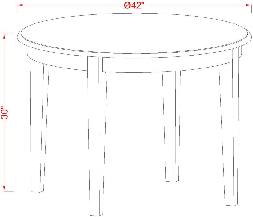 East West Furniture BOST3-WHI-W 3 Piece Kitchen Table Set for Small Spaces Contains a Round Dining Room Table and 2 Solid Wood Seat Chairs, 42x42 Inch, Linen White