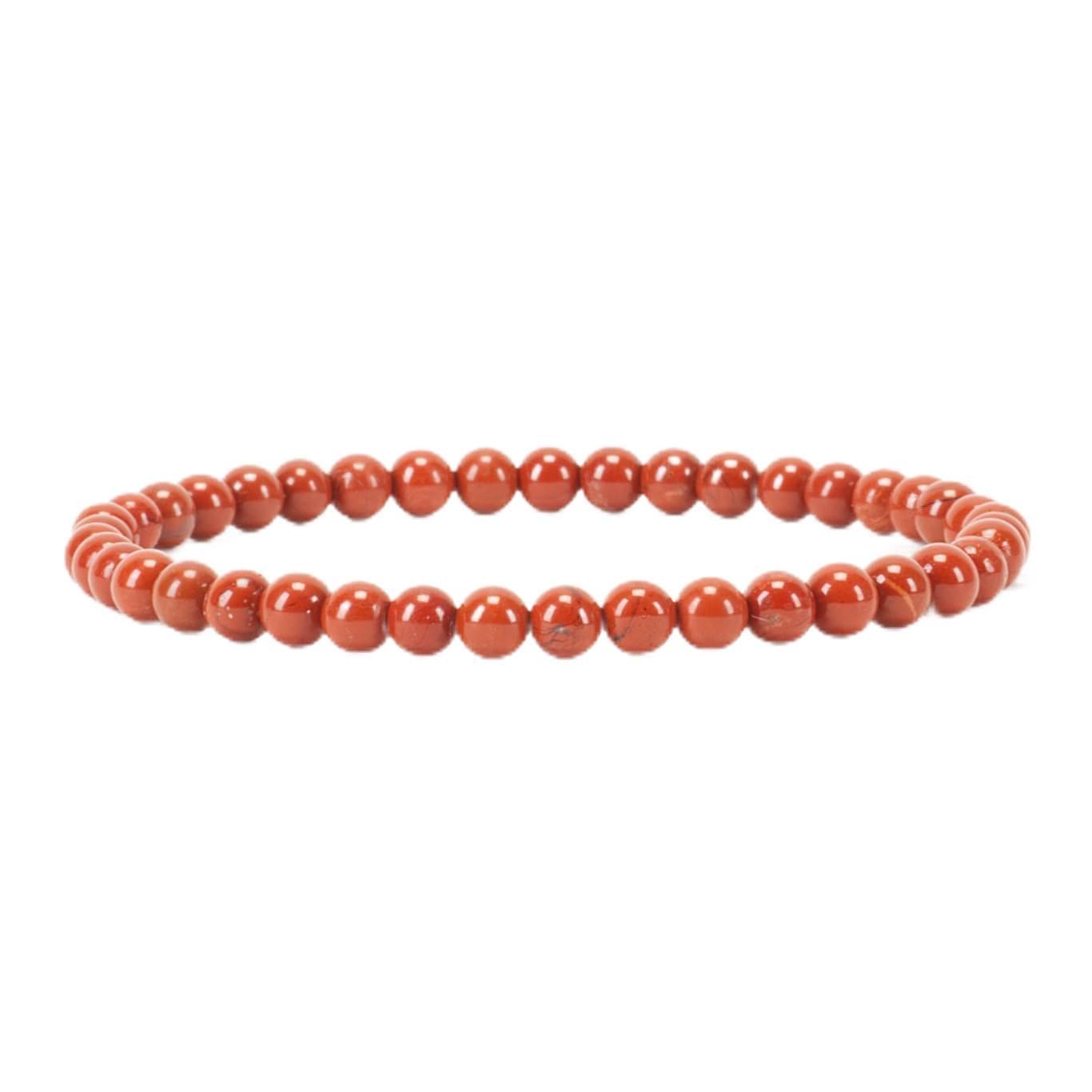 Cherry Tree Collection - Small, Medium, Large Sizes - Gemstone Beaded Bracelets For Women and Men - 4mm Round Beads (Red Jasper, Medium)