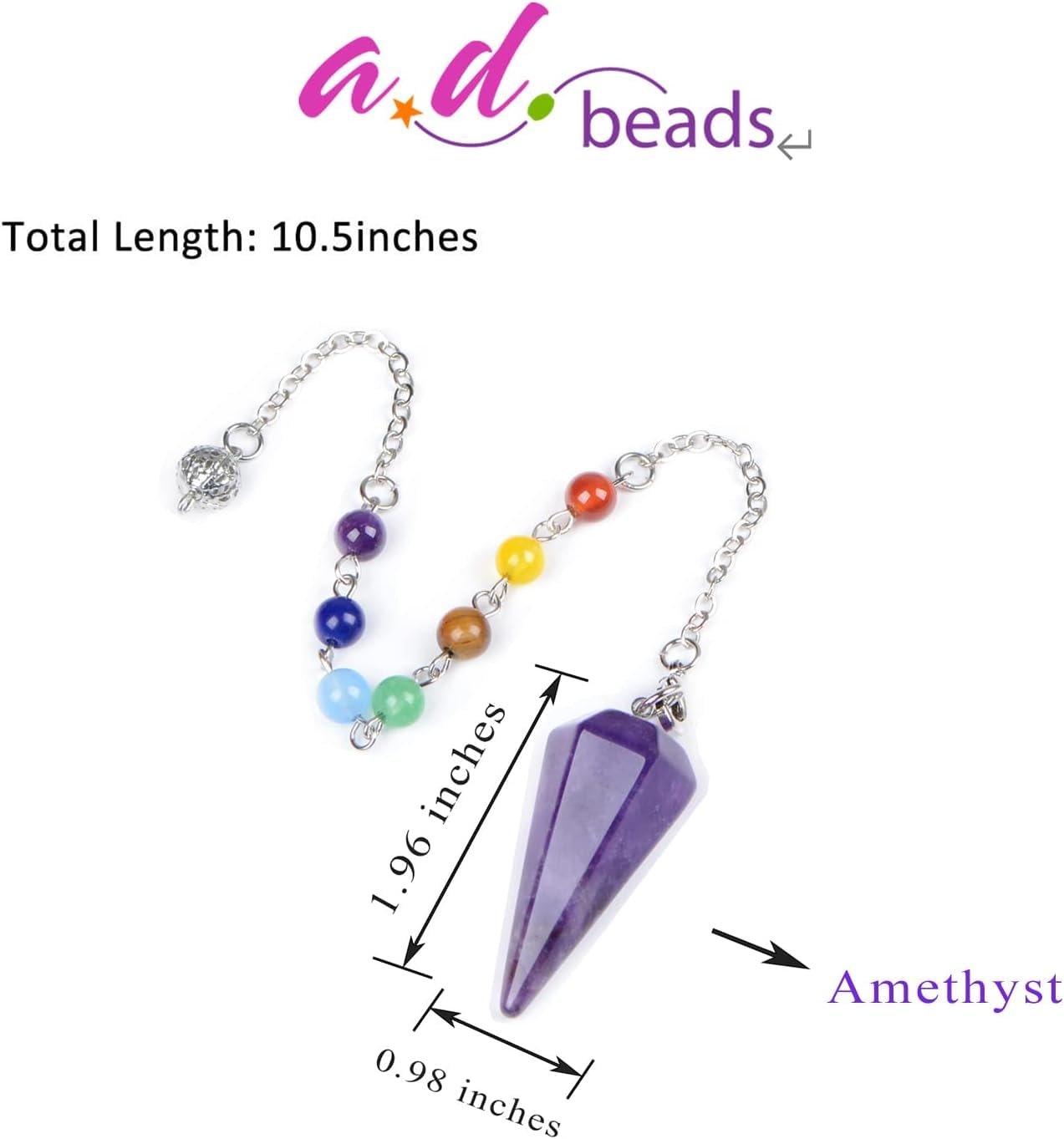 7 Chakra Reiki Healing Crystal Stone Hexagonal Point Pendant and Bracelet setting Pendulum for Reiki Wicca Dowsing Balancing Spiritual Natural Gemstone (Hexagonal Point(18mmx36mm), Amethyst)