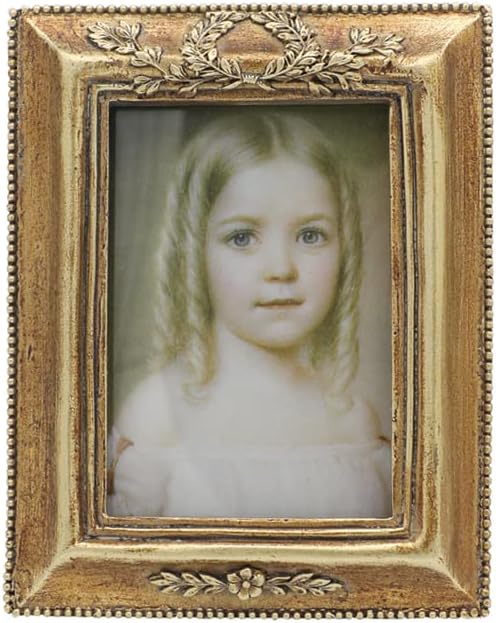 SYLVIA'S SHOP Small Vintage 2.5x3.5 Picture Frame, Mini Antique Ornate Photo Frame, Table Top Display and Wall Hanging Home Decor, Old Fashioned Photo Gallery Art Deco, Bronze Gold
