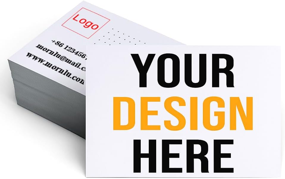 200Pcs Custom Business Cards Add Photo/LOGO/Text Personalized Business Cards for Small Business 300gsm Matte Paper Front & Back Sides Printed 3.5" x 2"