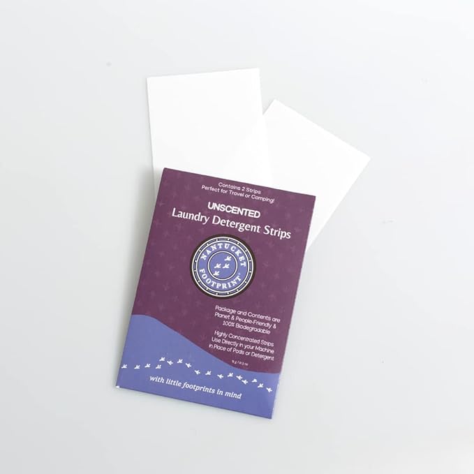 Travel Pack | Premium Unscented Laundry Detergent Sheets (2 Strips Per Pack, 12 Loads) | People & Planet-Friendly | Liquidless Laundry Detergent Sheets by Nantucket Footprint