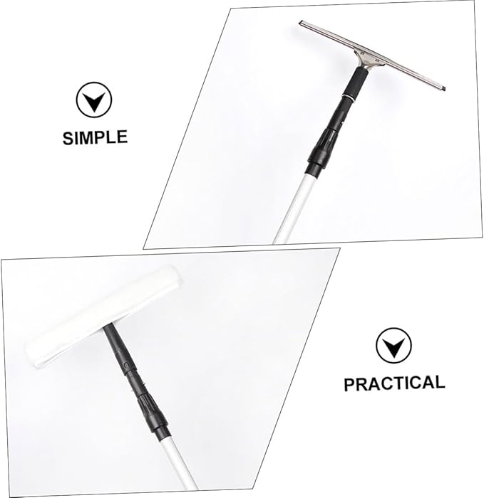 VALICLUD Professional Telescopic Handle Window Squeegee with Water Applicator for Glass Cleaning Extendable Stainless Steel Rod Ergonomic Grip Rubber Blade for Windows Mirrors Tiles