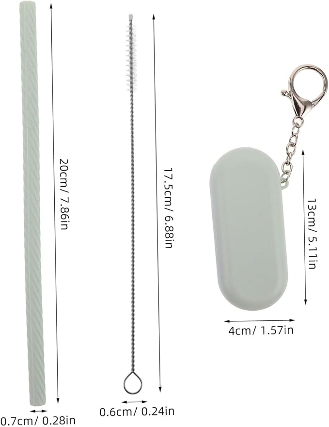 4 Sets Foldable Reusable Silicone Straws with Silicone Case Keychains and Stainless Steel Cleaning Brushes Portable Multipurpose Drinking Tools for Travel and Party Use