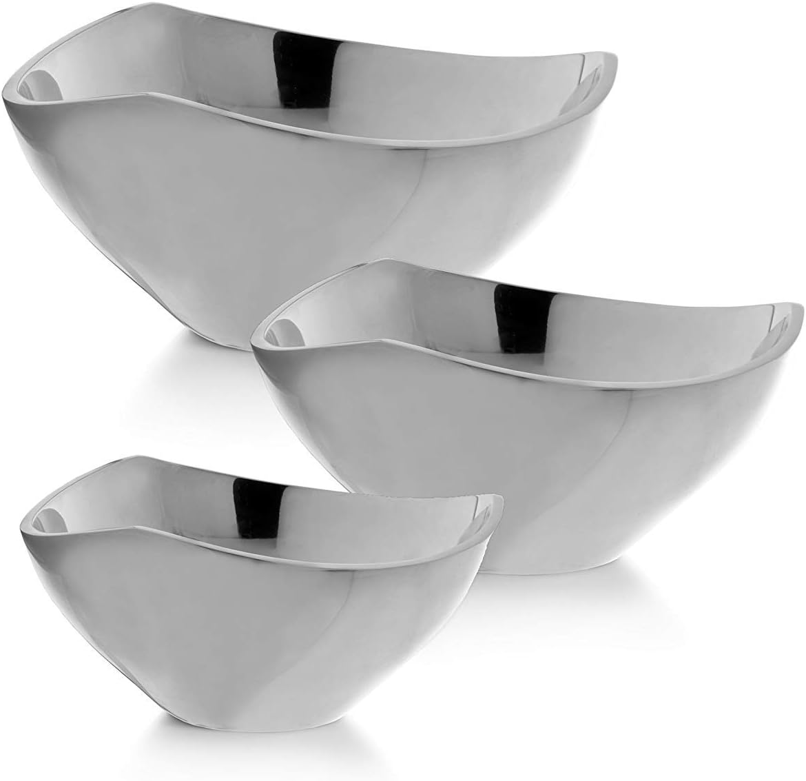 Nambe Mini Tri-Corner Dip Bowl | Chilled Serving Dish for Dip, Hummus, Dressing, Salsa, Guacamole | Prep-Ahead- Oven and Freezer Safe | 4.5-Inch | Made of Metal Alloy (Silver)