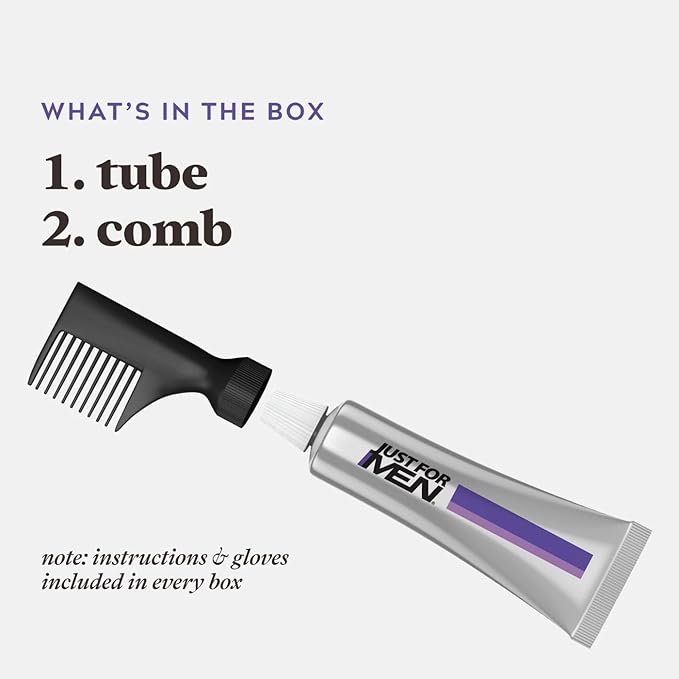 Just For Men Touch of Gray, Mens Hair Color Kit with Comb Applicator for Easy Application, Great for a Salt and Pepper Look - Black, T-55, Pack of 1