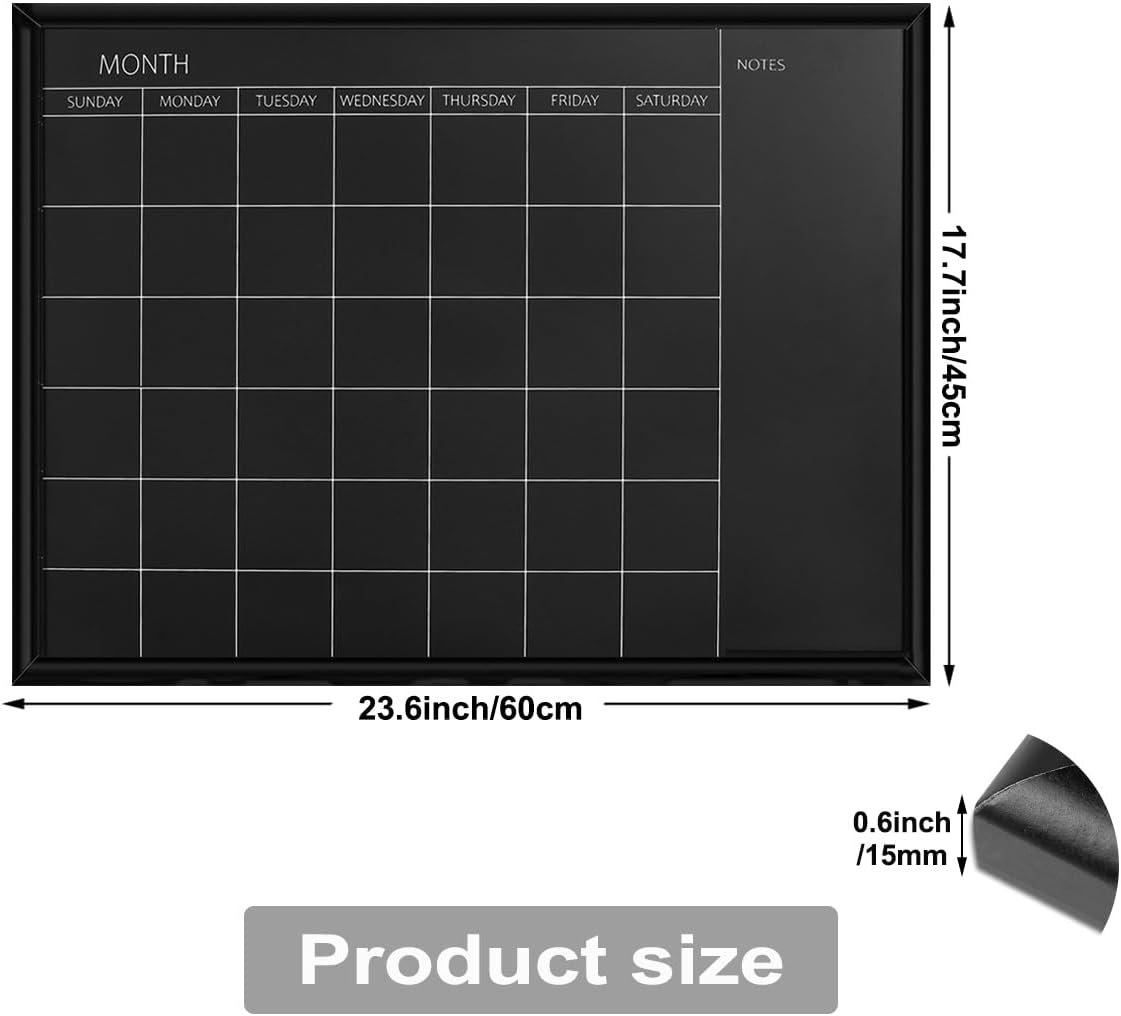 TORASO Calendar Chalkboard, 17.7 x 23.6 inches, Magnetic Surface Black Frame Chalk Board for Planning,School Timetable Memo, Hanging Board for Office, School and Home(YLHB-BK-4560)