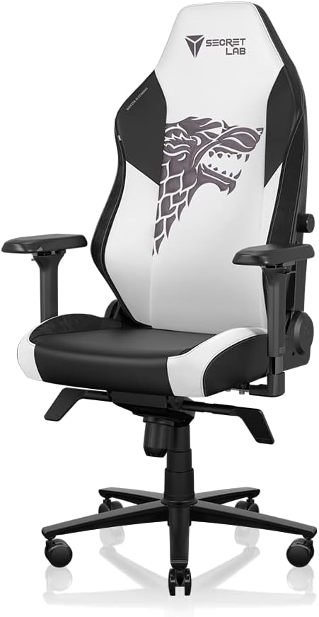 Secretlab Titan Evo House Stark Gaming Chair - Reclining - Ergonomic & Comfortable Computer Chair with 4D Armrests - Magnetic Head Pillow & Lumbar Support - Small - Black/White - Leatherette