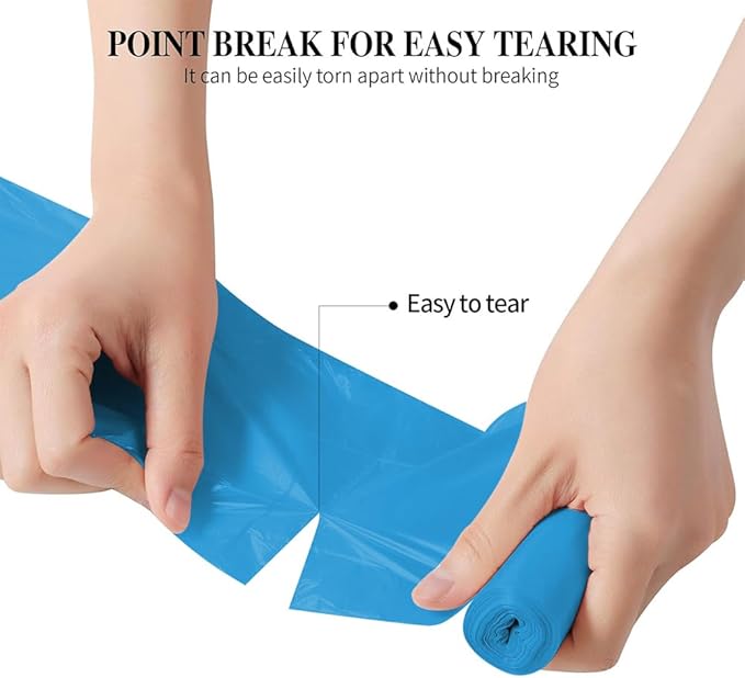 5 Rolls Small Trash Garbage Bags, 4 Gallon Strong Thin Material Disposable Kitchen Garbage Bags, Durable Plastic Trash Bags for Office Home Bedroom Garden Waste Bin, 100 Counts (Blue)