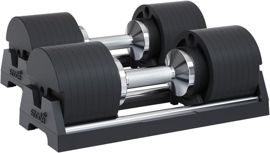 SNODE AD80 Drop Resistance 80 lbs Adjustable Dumbbell Set- Exhaustion Training Weights Adjustable Dumbbells- Cast Iron Plates, Iron Cradle, Anti-Slip Metal Handle, Compact Design, Fast Adjust