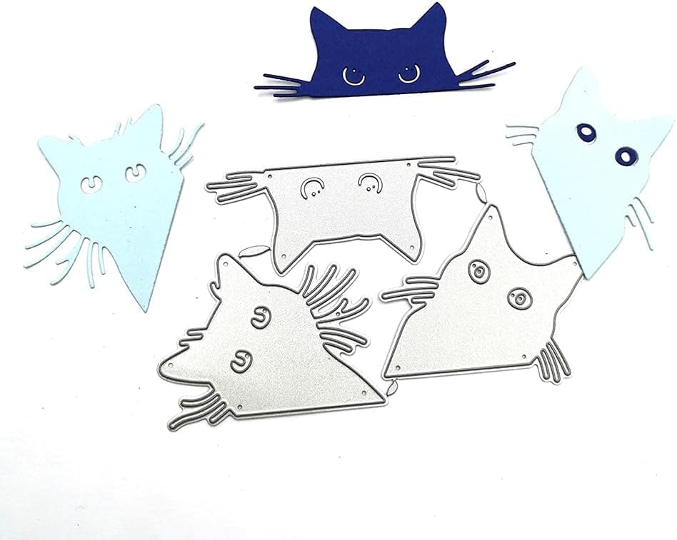 Lapoo Cutting Die for Scrapbooking, 3D Backgrounds Frame New Cutting Dies DIY Album Card Making Decor Paper Craft Metal Die Cuts Party Decorations (3 Cats 4.3 x 2.5 in)