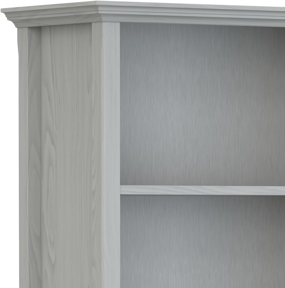 SIMPLIHOME Amherst Bookcase - 70 inch Tall 5-Shelf Solid Wood Bookshelf in Fog Grey, Transitional Storage for Living Room, Study Room or Office with Adjustable Shelves and Tapered Legs