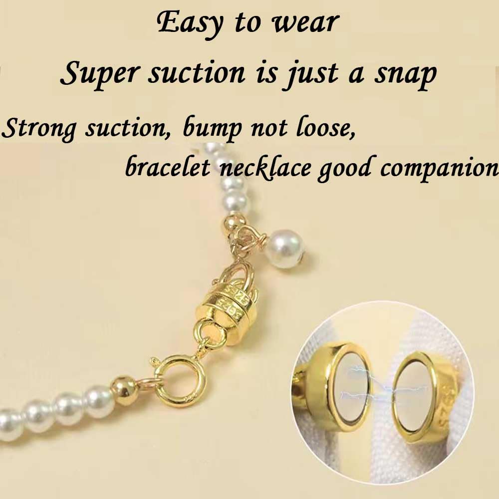 925 Silver Magnetic Necklace Clasps, Magnetic Necklace Clasps and Closures for Bracelet Necklace Extender (2pcs Gold)