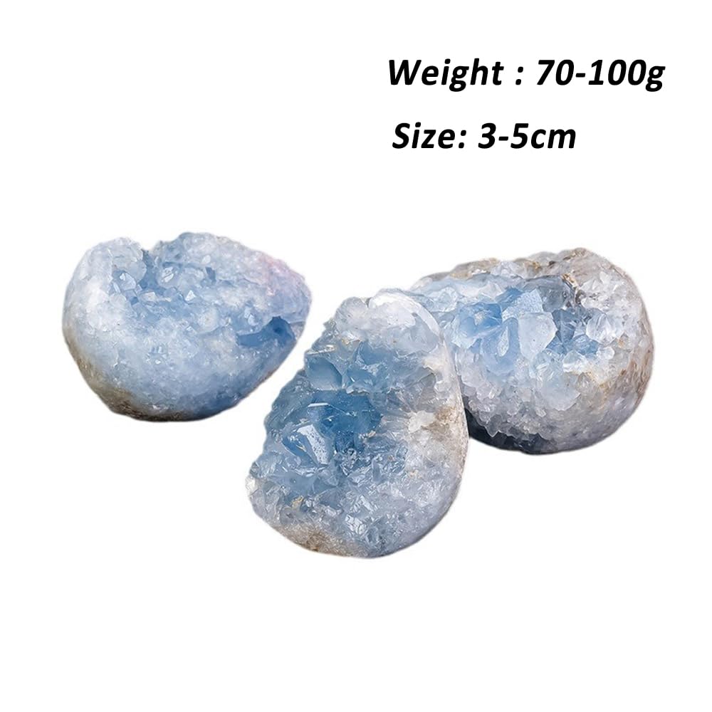 Erliway Natural Celestite Crystal Cluster, Irregular Blue Celestine Cluster Geode, Raw Gemstone Specimen for Birthstone Gift Reiki Healing Meditation Home Decor (0.15-0.22lb)