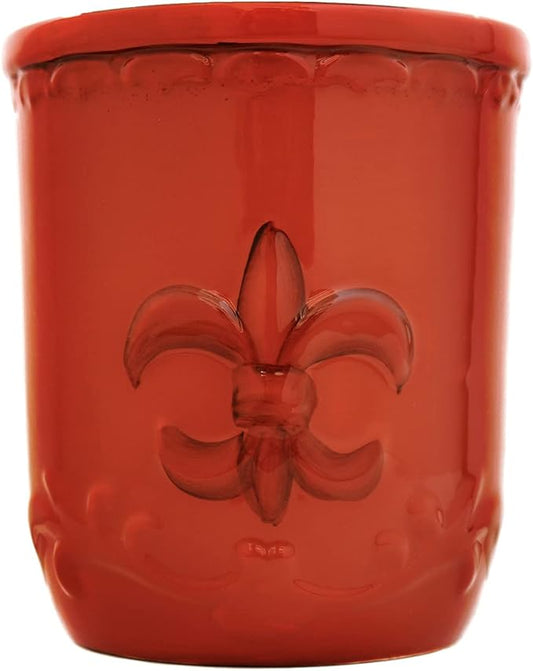ACK Utensil Holder, Utensil Crock, Modern Kitchen Decor, Kitchen Storage(Fleur De Lis Burnt Orange)