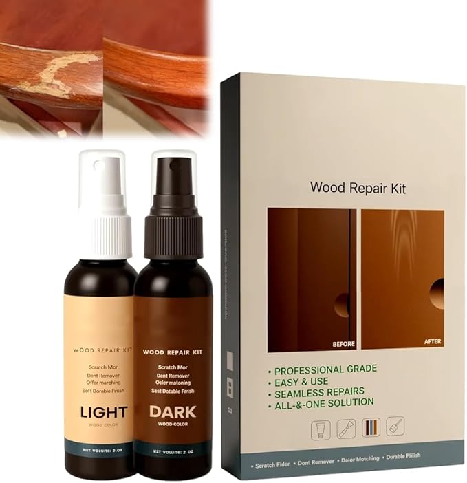 Wood Furniture Repair Kit,2026 New Wood Floor Scratch Repair for Wooden Cabinet, Floor, Door,Surfaces Wood Filler Paint (Brown 2Set)