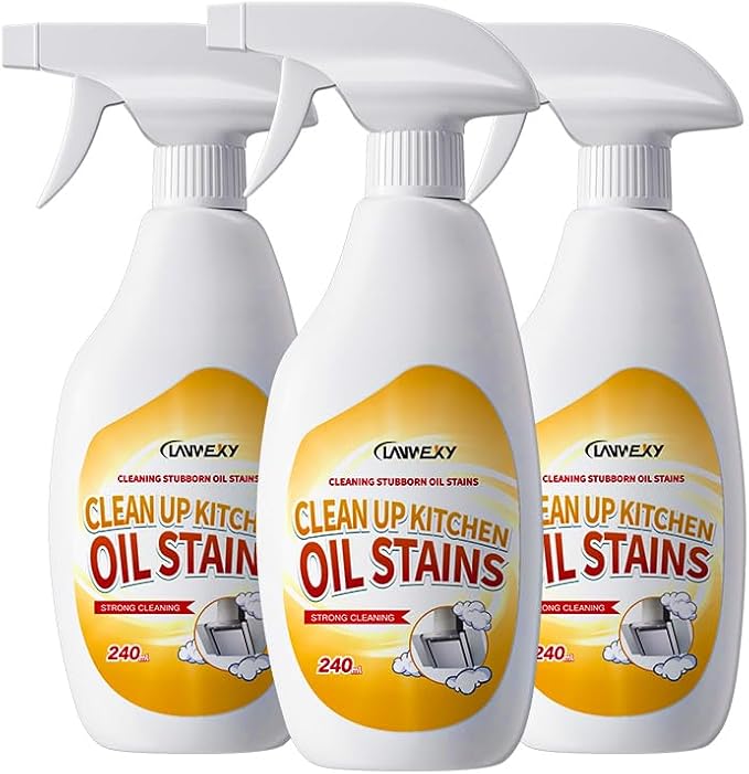 LANWEXY-heavy duty glass stove top oven bbq grill microwave cooktop cleaner spray、for outdoor grill electric stove top、non toxic fume free、easy off Oil pollution (3 bottles)