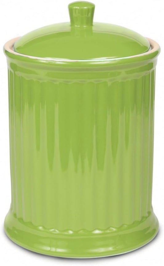 Omniware Simsbury XL Canister, 120oz Stoneware Kitchen Storage Jar with Lid - Large Airtight Container for Baking Essentials, Rustic Ceramic Canister for Coffee, Sugar, or Snacks (Citron)