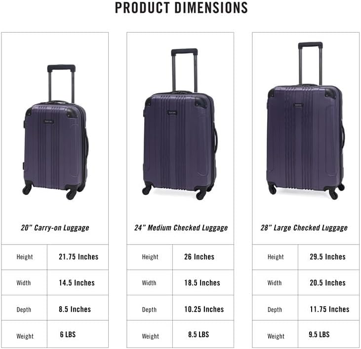 Kenneth Cole REACTION Out of Bounds Lightweight Hardshell 4-Wheel Spinner Luggage, Smokey Purple, 28-Inch Checked