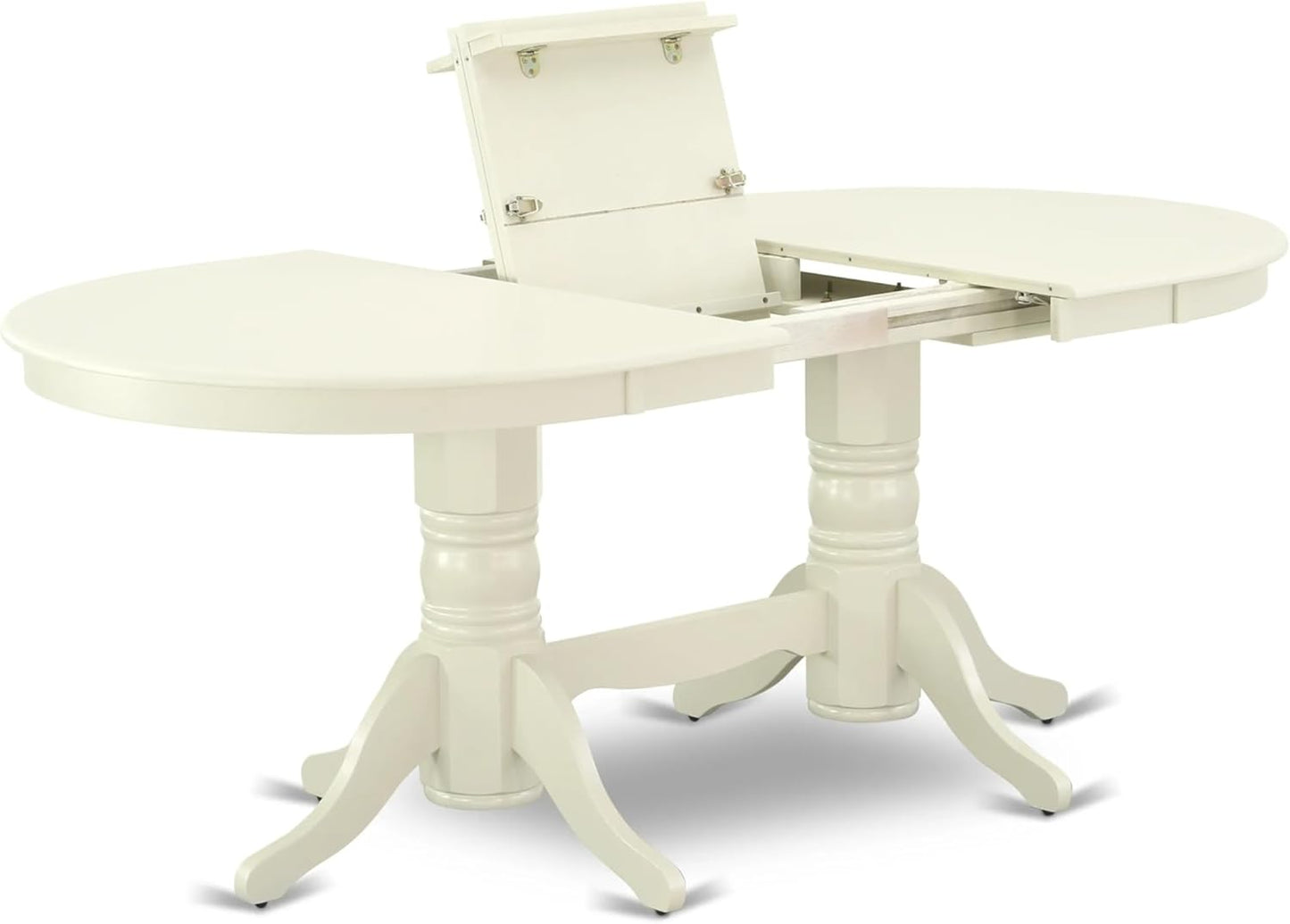 East West Furniture VAAS5-LWH-42 5 Piece Mid-Century Dining Table Set Includes A Wood Table and 4 Beige Red Polyester Fabric Padded Chairs with Stylish Back- Linen White Finish