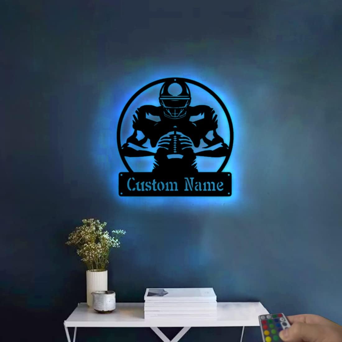Personalized Name 7 Colors Football lamp Custom Football Wall Art Night Light LED Name Sign Gift for Boys Men Girls Football Lover