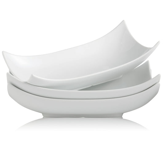 Gomakren Serving Platters Serving Bowls Set Turkey Serving Platter Porcelain Serving Dishes For Entertaining Special Curved Deep Large Mothers Day Thanksgiving Dishes Gifts Set of 3 White 12 Inch