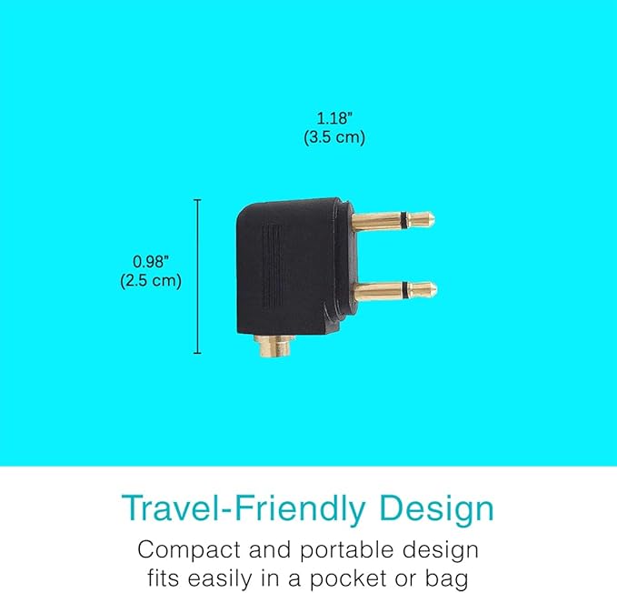 MEE Audio Connect Air in-Flight Bluetooth Wireless Audio Transmitter, with Extra Dual 3.5mm Jack AUX Adapter, for up to 2 AirPods/Other Headphones; Works with All 3.5mm Aux Jacks, Black