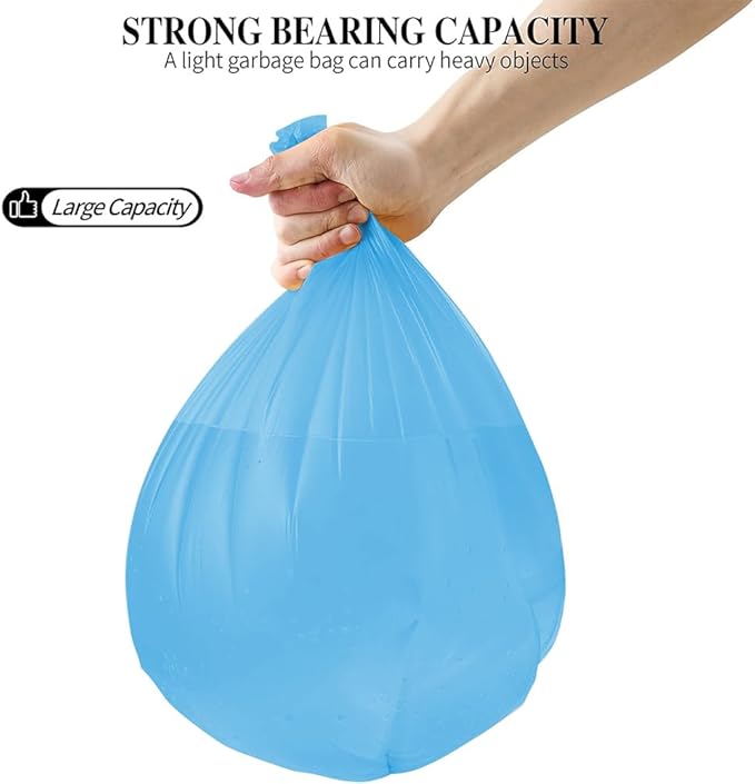 5 Rolls Small Trash Garbage Bags, 4 Gallon Strong Thin Material Disposable Kitchen Garbage Bags, Durable Plastic Trash Bags for Office Home Bedroom Garden Waste Bin, 100 Counts (Blue)