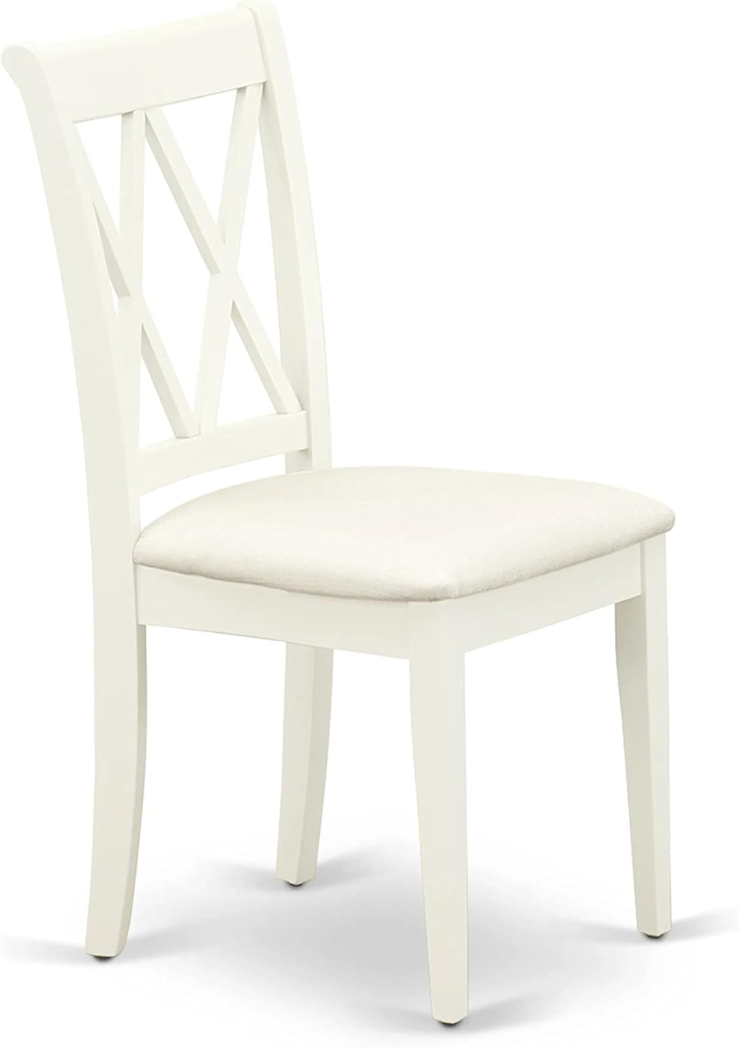 East West Furniture DOCL6-LWH-C 6 Piece Modern Dining Table Set Contains a Rectangle Wooden Table with Butterfly Leaf and 4 Linen Fabric Dining Chairs with a Bench, 42x78 Inch, Linen White