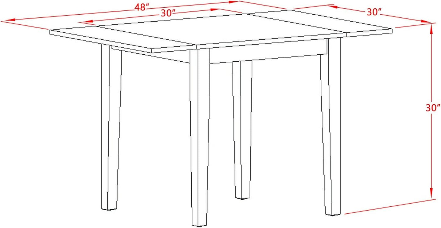 East West Furniture NDVA3-OAK-W 3 Piece Modern Dining Table Set Contains a Rectangle Wooden Table with Dropleaf and 2 Dining Chairs, 30x48 Inch, Oak