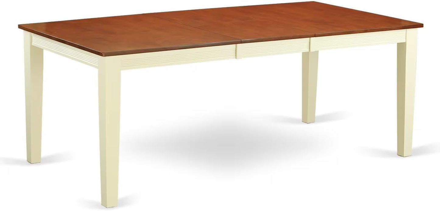 East West Furniture QUIN7-WHI-W 7 Piece Dining Set Consist of a Rectangle Dining Room Table with Butterfly Leaf and 6 Wood Seat Chairs, 40x78 Inch, Buttermilk & Cherry