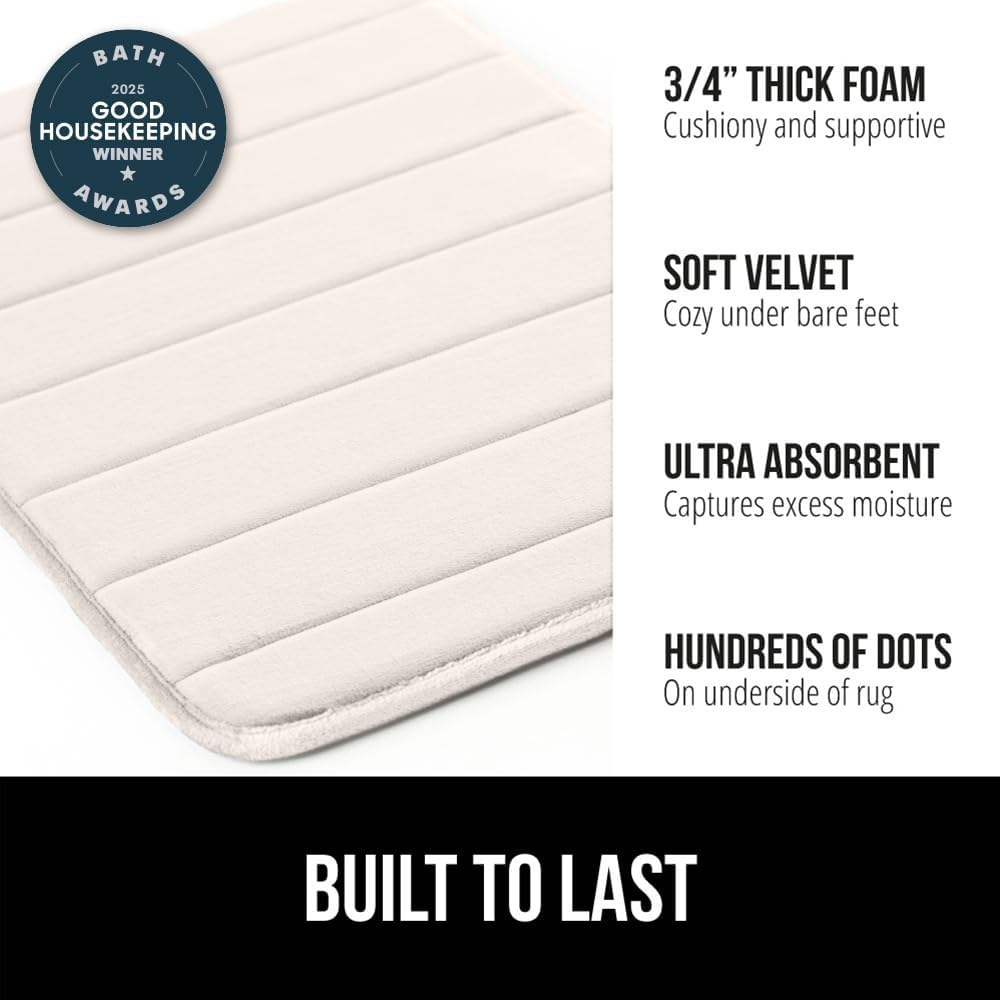 GORILLA GRIP Memory Foam Bath Mat, Soft Absorbent US Designed Bathroom Rug, Gripping Dots Machine Washable Bathmat, Cushioned Floor Mats, Shower Sink Rugs Room Décor Accessories, 36x24 Cream