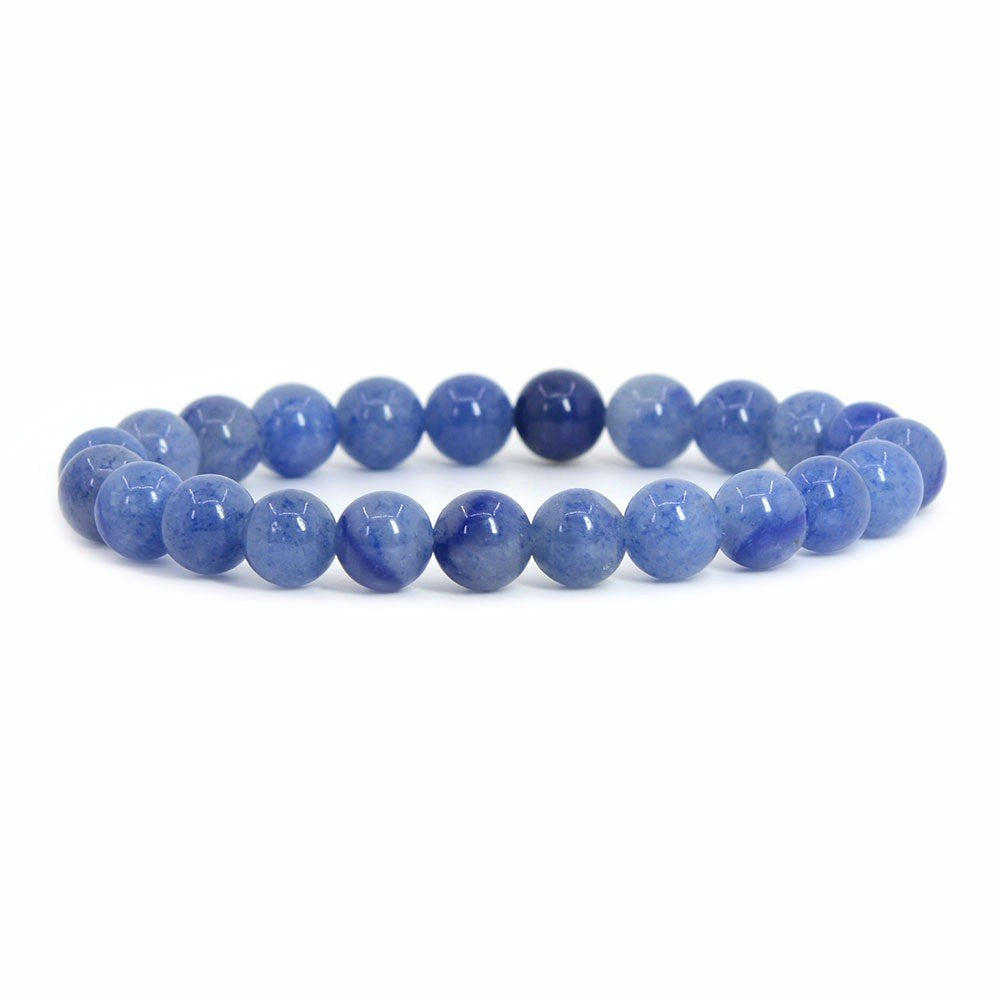 Justinstones Natural Blue Aventurine Rock Crystal Gemstone 8mm Round Beads Stretch Bracelet 7 Inch Unisex