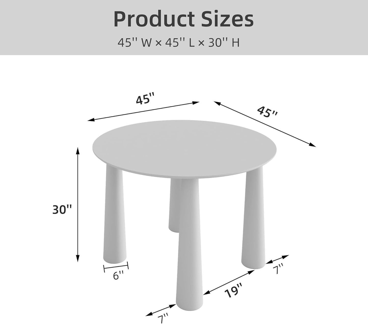 Casaphoria 45" Round Dining Table, Kitchen Table for 6 with Arc-Shaped Edge Top and Cylindrical Legs, Easy Assembly for Living Room, Dining Room, Walnut