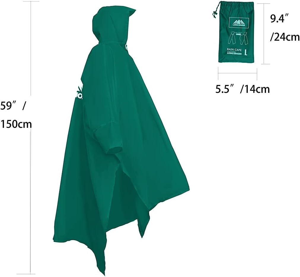 longsinger Rain Poncho for Adult, Waterproof Rain Poncho with Hood and Sleeve, Ideal for Hiking, Hunting, Camping