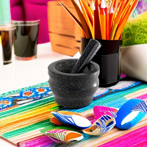 Cole & Mason 5.5-inch Granite Mortar & Pestle - Unpolished Stone Mortar & Pestle for Kitchen - Small Grinding Bowl for Herbs and Spices - Black, 8 pounds