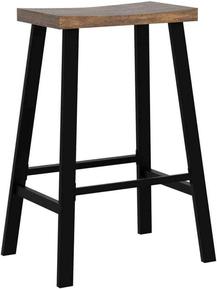 VASAGLE Bar Stools Set of 2, Counter Height Stools, Bar Chairs with Footrest, 29.1 Inches Tall Kitchen Breakfast Stools, Industrial, Living Room Party Room, Rustic Brown ULBC094B01
